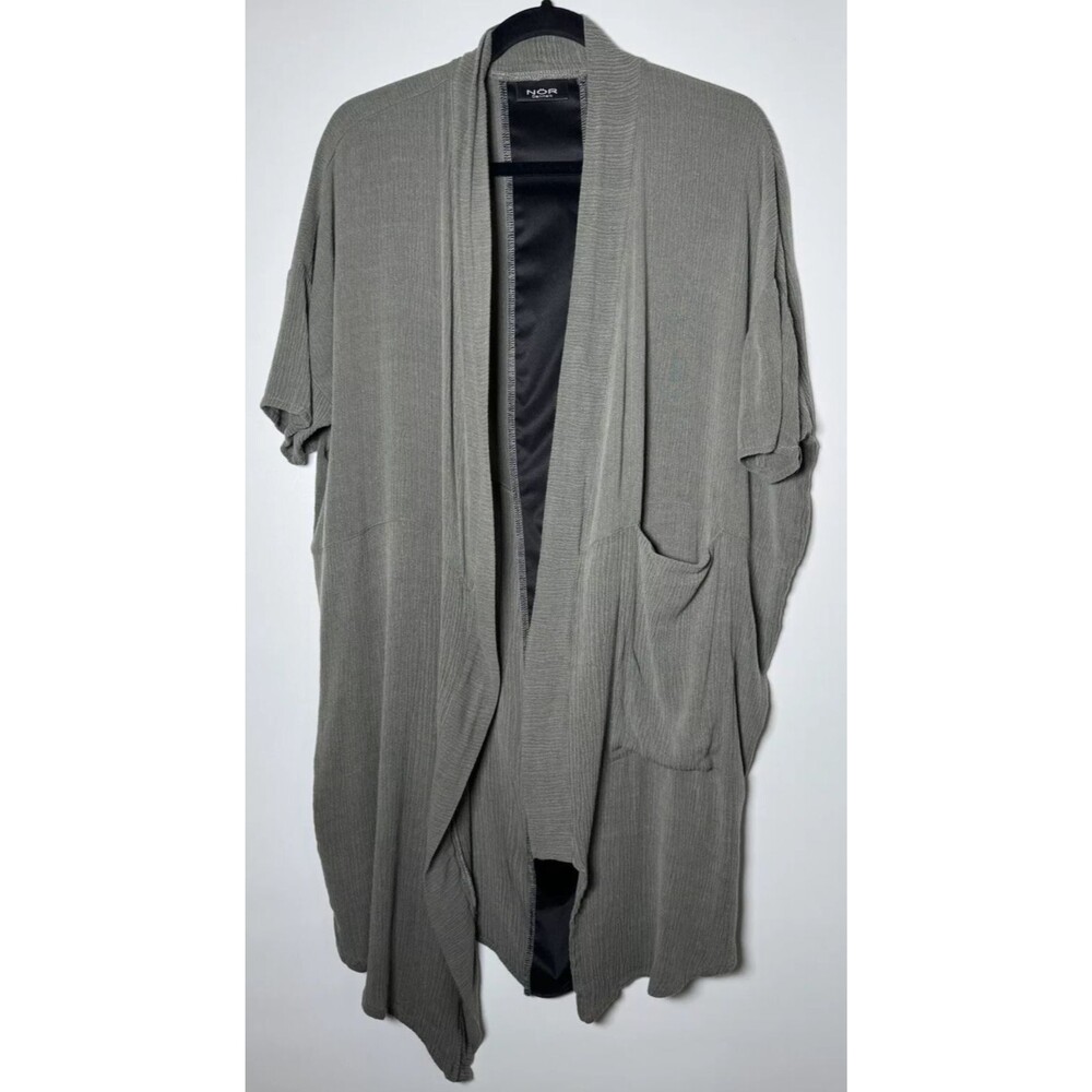 Nor Denmark Tunic Cardigan 3 Large Sage Green Gauzy Asymmetrical Artsy Lagenlook